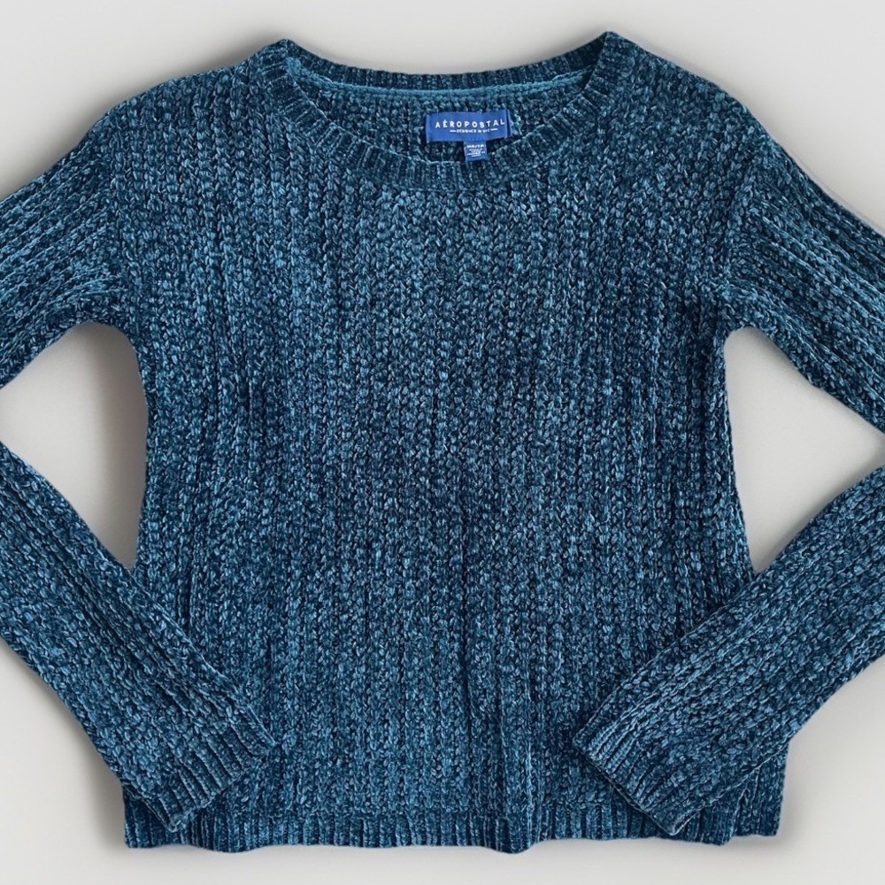 Aeropostale Chunky Knit Sweater Blue Green Long Sleeve Women's Size XS